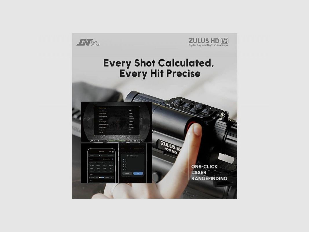NACHTZICHTAPPARAAT DNT OPTICS ZULUS HD V2 3-12 LRF + 2 BATTERIJEN 21700 EN OPLADER, afbeelding 9 van 10