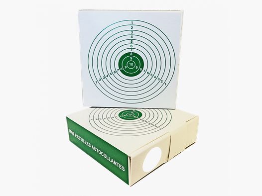 Box mit 1000 weißen Aufklebern Durchmesser 15
