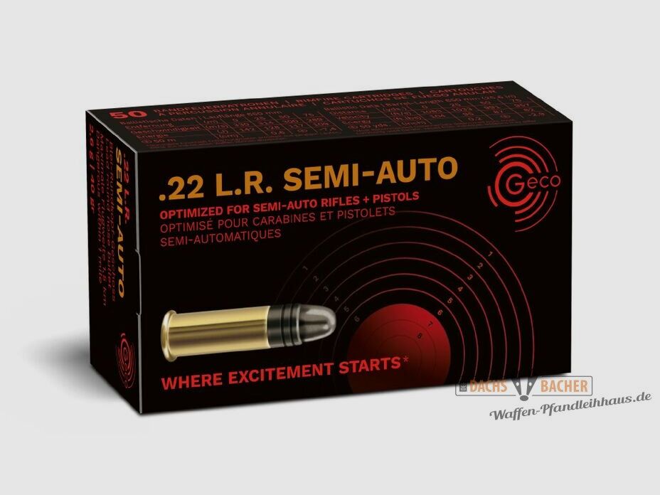 GECO .22lfB Semi Auto Plomb Bouche Ronde 2,6 grammes 40 grains 50 coups