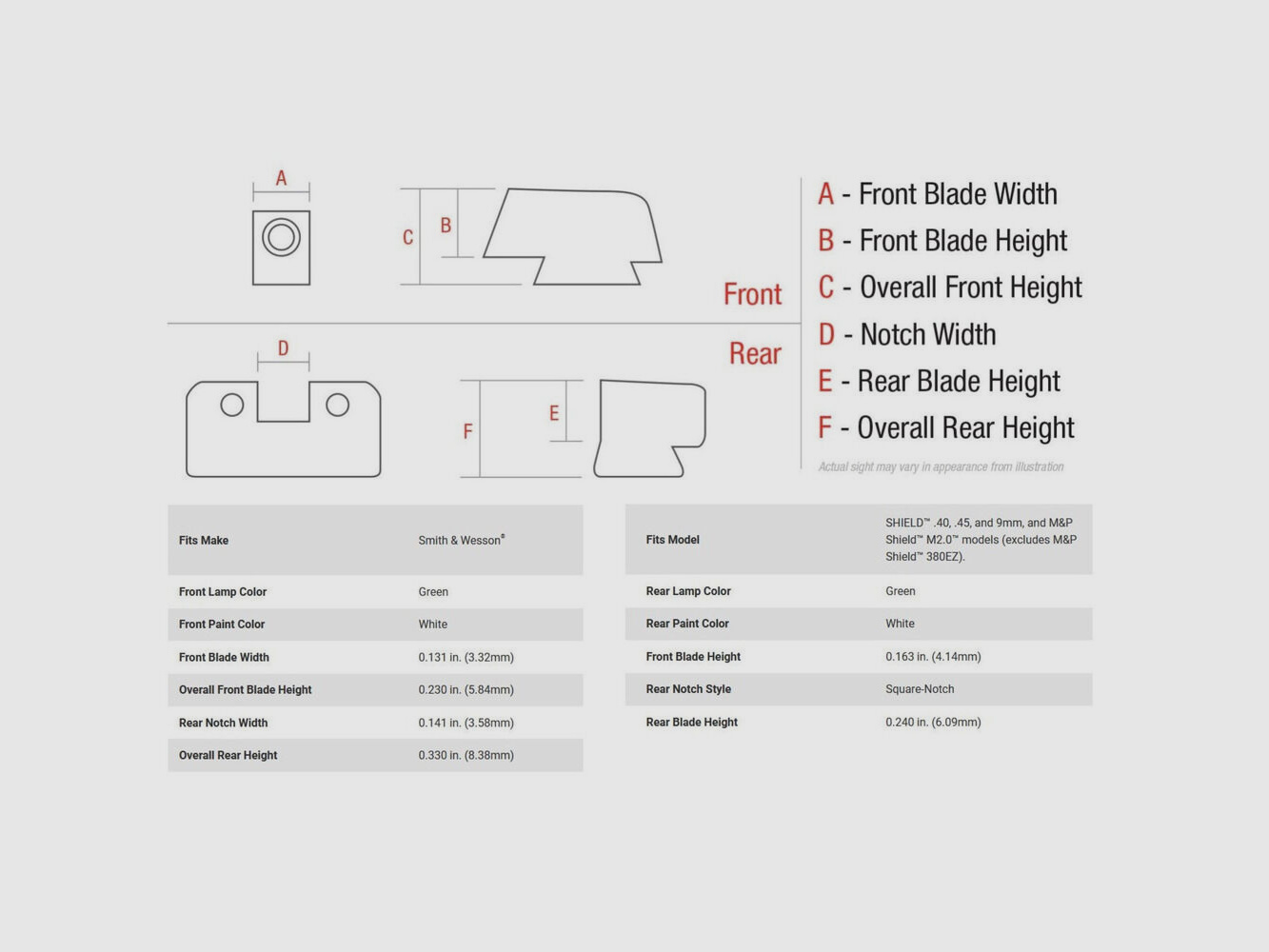 Mirino Trijicon B&T Verde/Verde Pistola S&W 9mm Luger/.40 S&W/.45 Auto