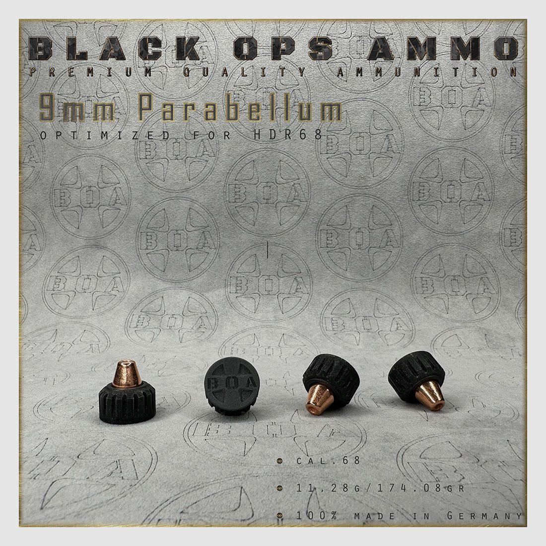 10x + 2 9mm Parabellum BLACK OPS AMMO HDR 68 TR cal.68 Munition T4E Umarex HDR68 TR68