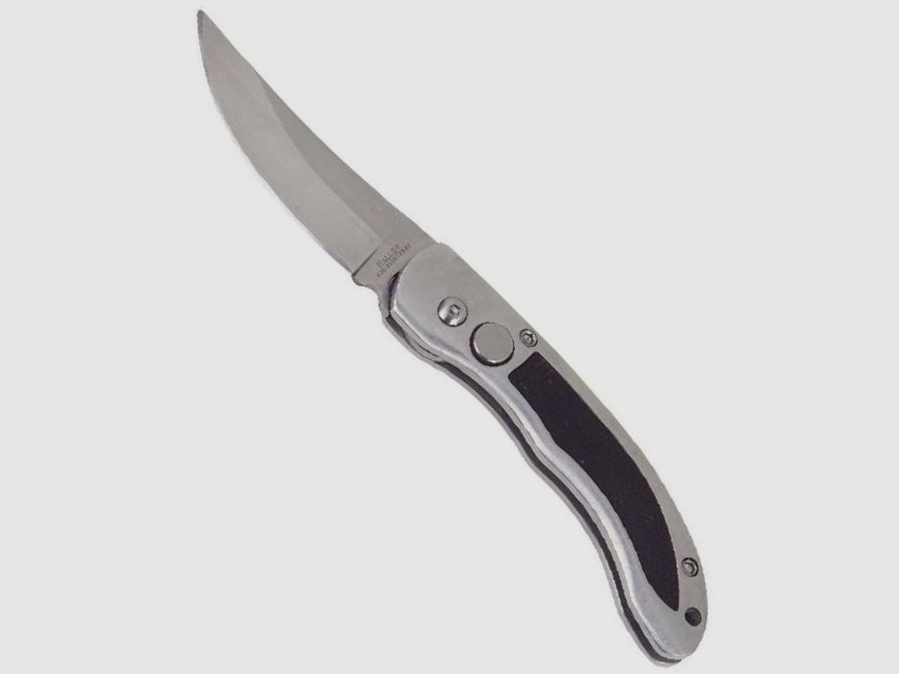 Coltello a molla lama curva, 420rsf, con clip