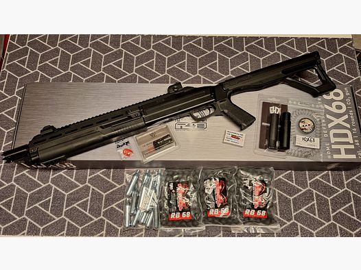T4E HDX 68 CO2-RAM Schrotflinte .68 mit Zubehör, Munition+CO2-NEU!