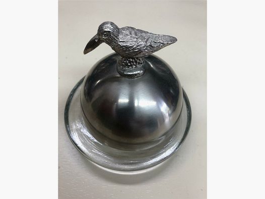 Lovergreen butter dish snipe glass & metal