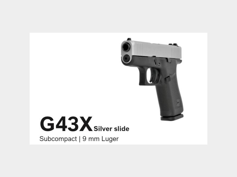 GLOCK Pistole Mod. 43X Gen5 FS Silver Slide 9mmLuger   Slim-Line