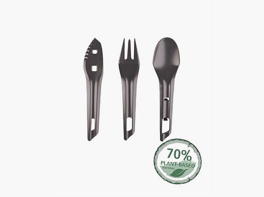 The Ocys™ Outdoor Besteck-Set Wildo® Dunkelgrau 3tlg. aus 70% pflanzlichem Material