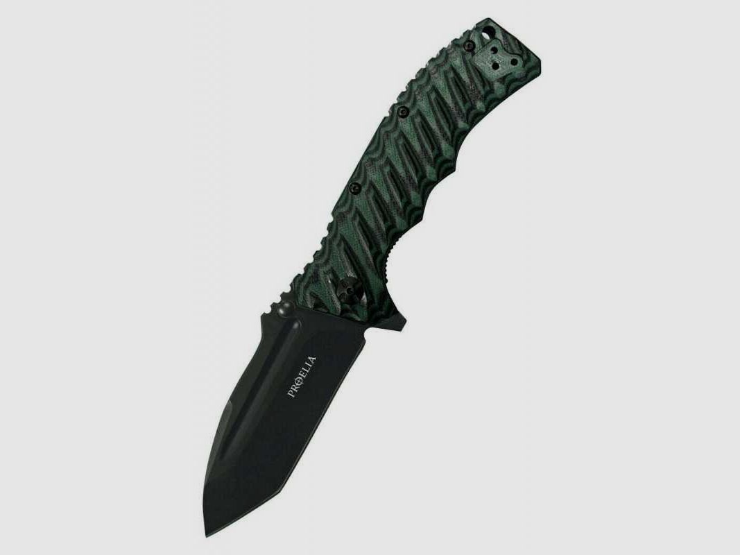 Defcon Proelia Tanto Taschenmesser, matt-schwarze Klinge, grün-schwarzer Griff