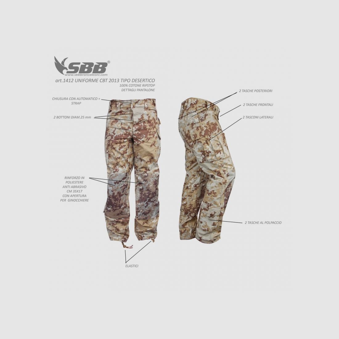 SBB Uniforme CBT 100% coton DESERTICA mod.2019, image 3 sur 5