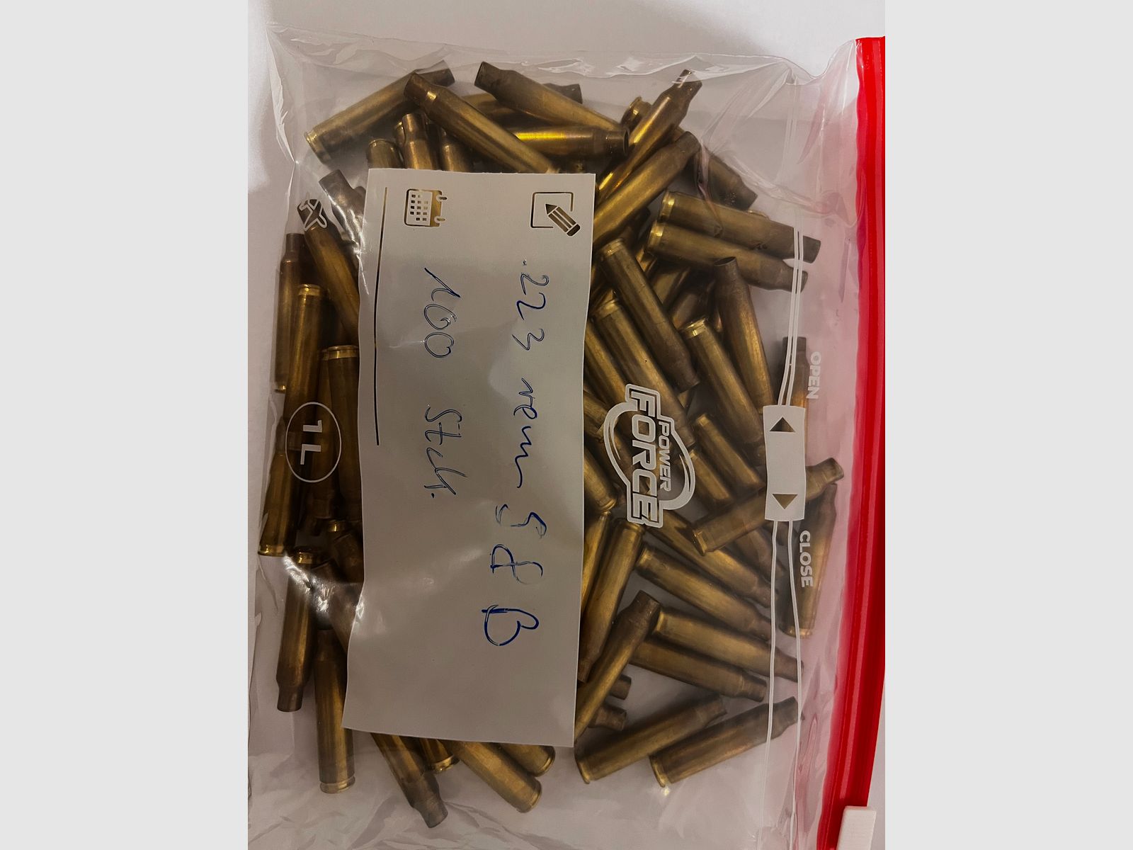 100 casings .223 rem de S&B usados, sin tratar, del mismo tipo