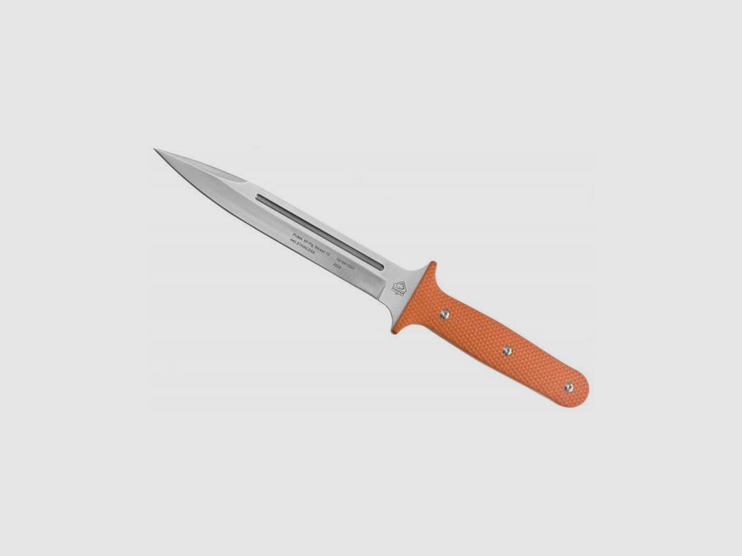 PUMA XP pig sticker 13 Abfangmesser Orange G10 mit Fischhaut Kydex Scheide