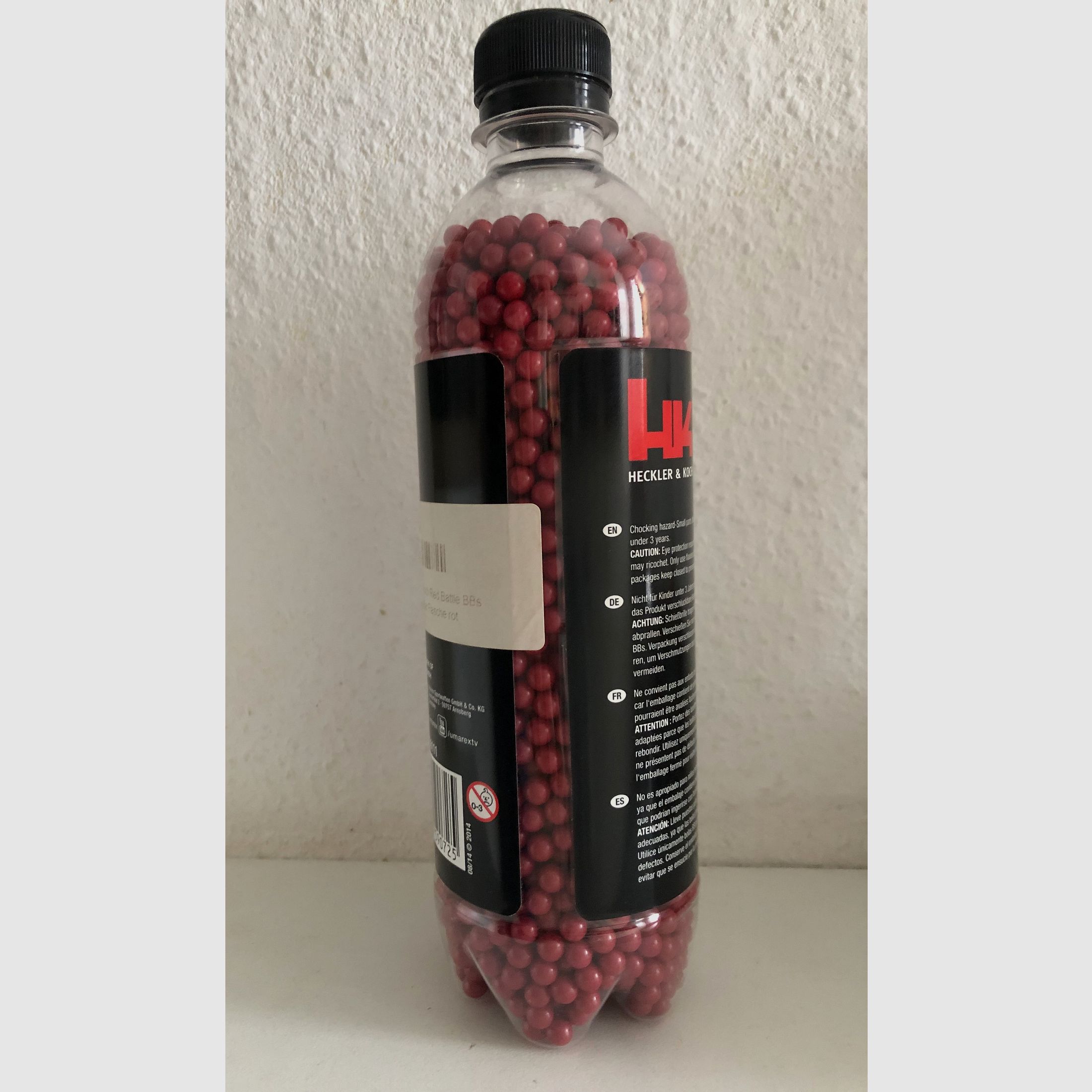 Heckler & Koch, Rote Battle BBs, Flasche, 0, 25 g, geöffnete fast volle Flasche (2700 Stück Inhalt), Softair
