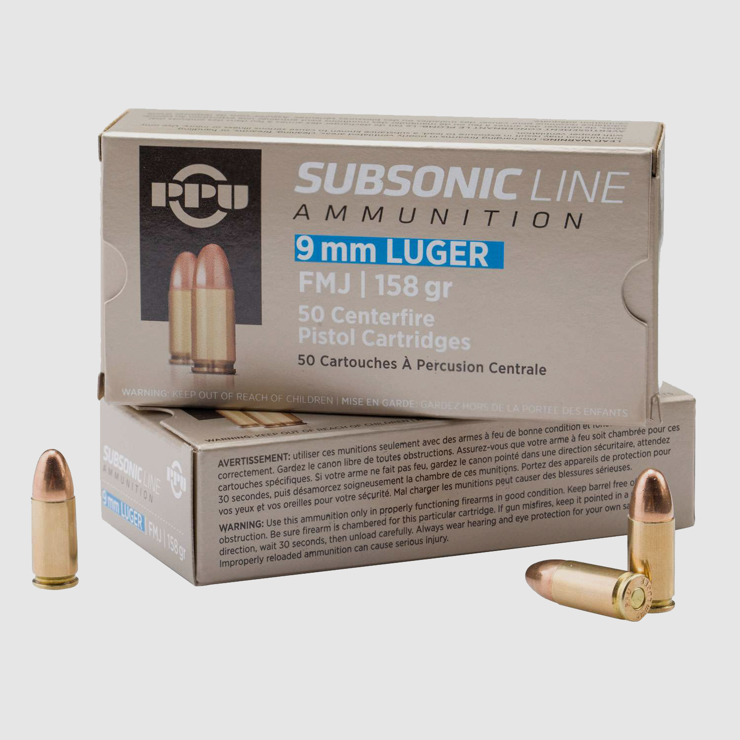 PPU 9mm Para 9x19mm FMJ SUBSONIC – 50er Pkg