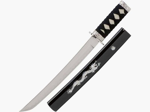 Silberdrachen Tanto mit Drachen verziert