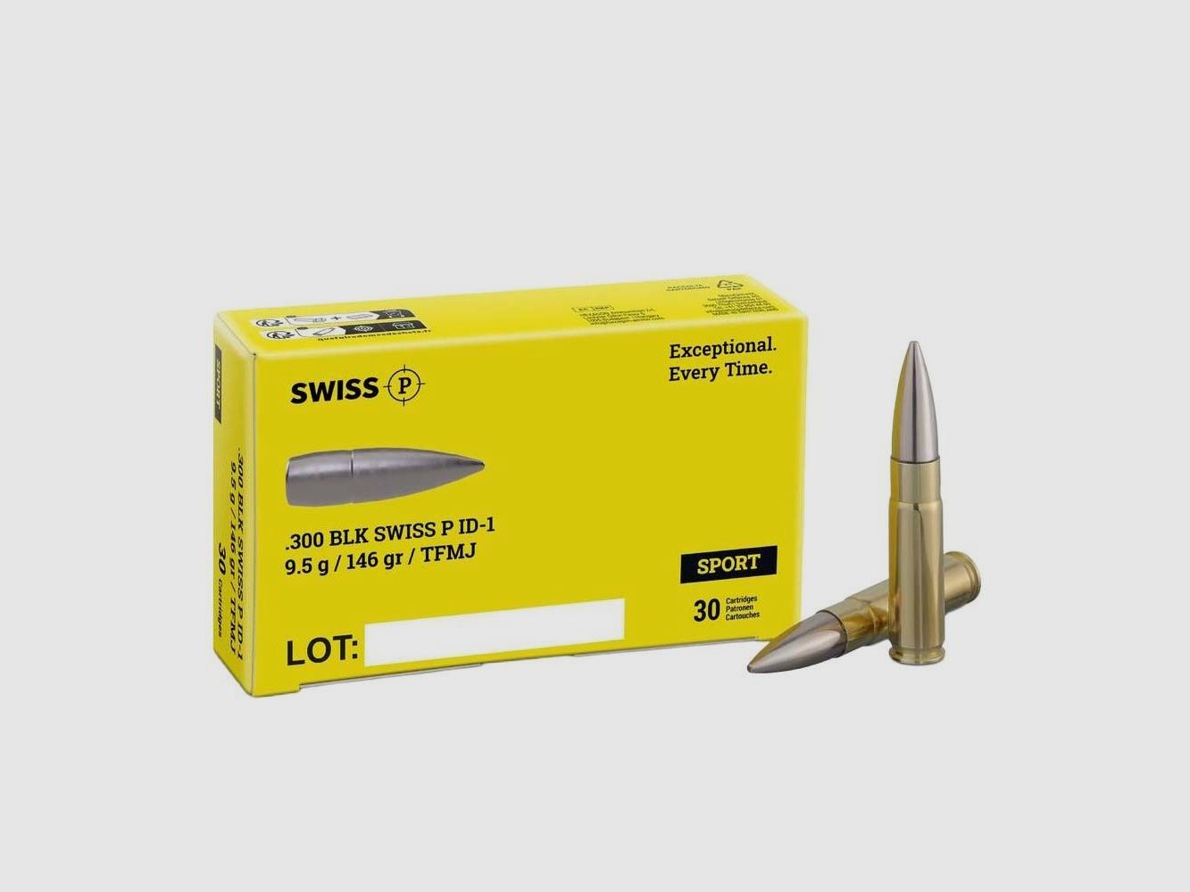 Swiss P Büchsenpatronen .300 BLK ID-1 9,5 g / 146 gr / TFMJ / 30 Stk