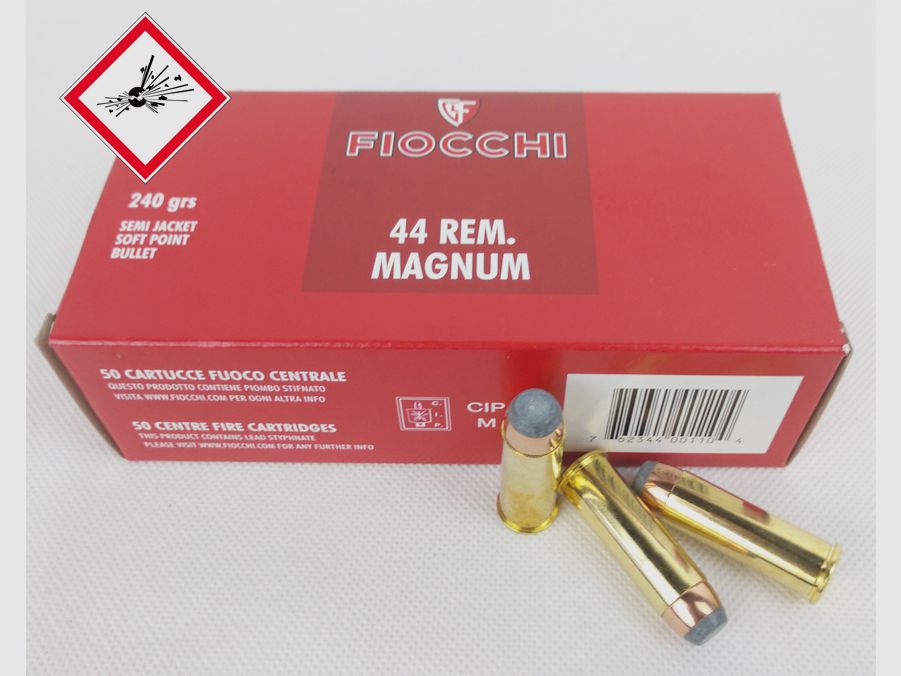 Cartouches de revolver Fiocchi .44 Magnum TM SJSP 240 grs