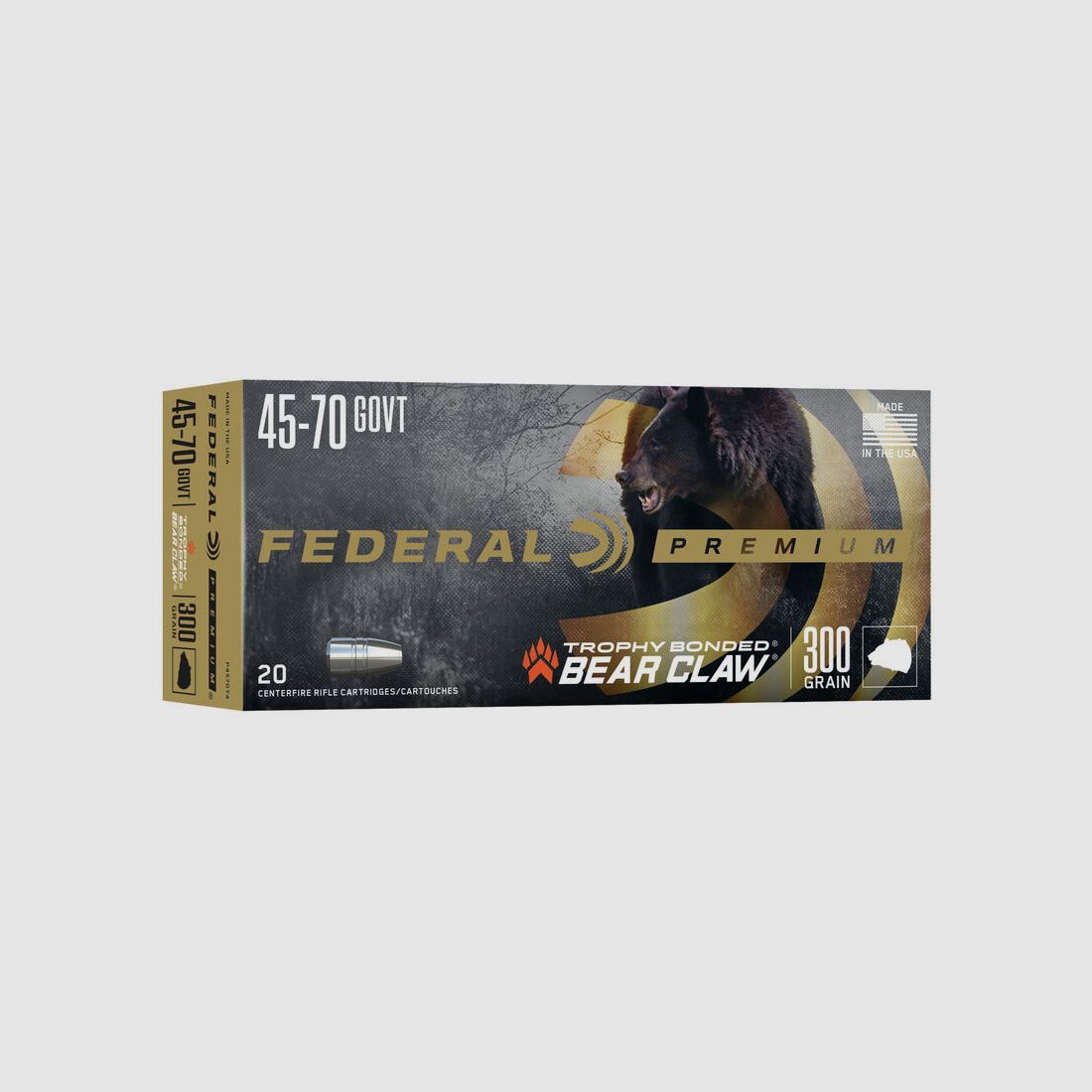 Federal Premium Trophy Bonded Bear Claw .45-70 Govt. 300GR bonded RN 20 cartucce