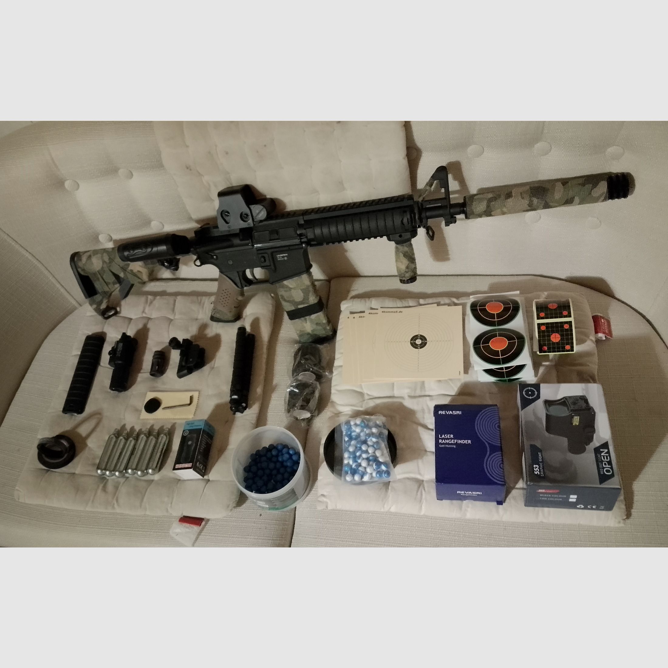 Combat Set T4E t4m RIS CO2 Druckluft Sturmgewehr Ram Tarnung  Holo Visier Laser Entfernungsmesser Home Defense Gewehr cal .43 upgraded Paintball Markierer