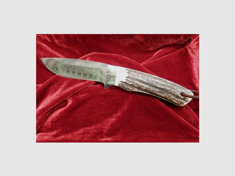 DNC SP5 Hirschhorn Wicker s.  Jagdmesser Damast
