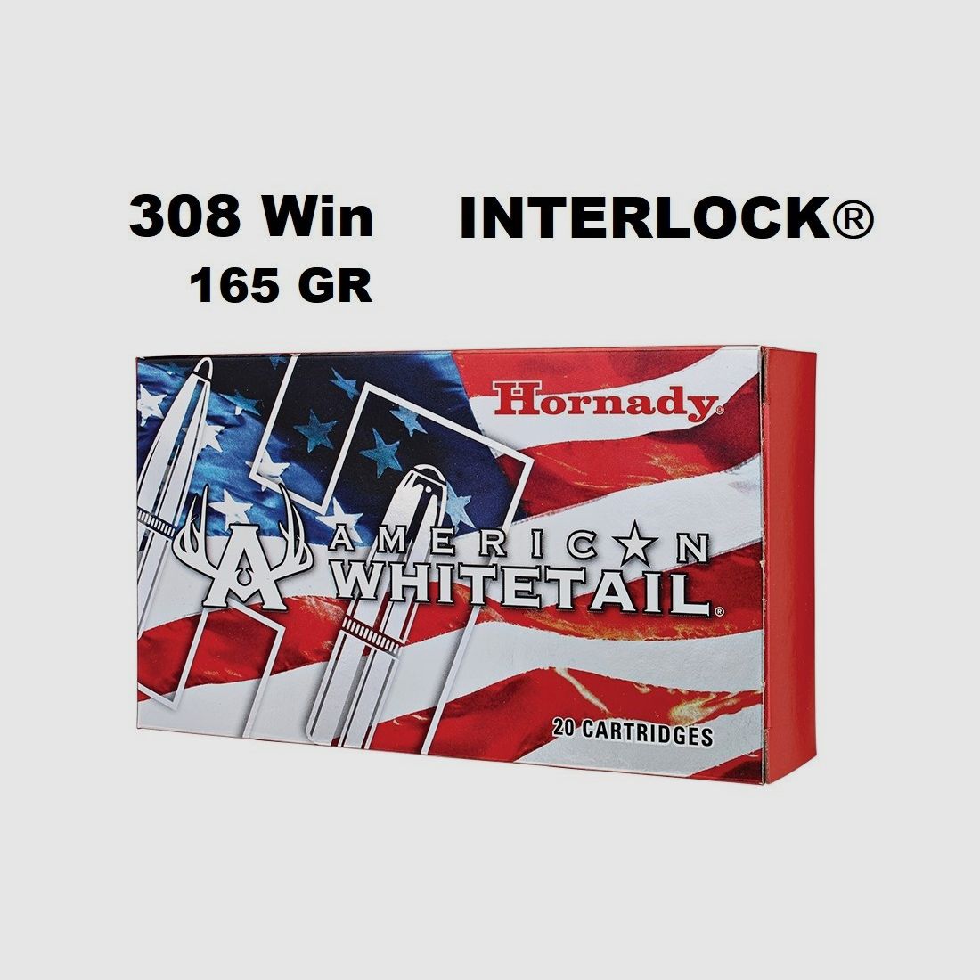 Munition Hornady 308 Win WHITETAIL INTERLOCK 165 gr, Bild 1 von 2