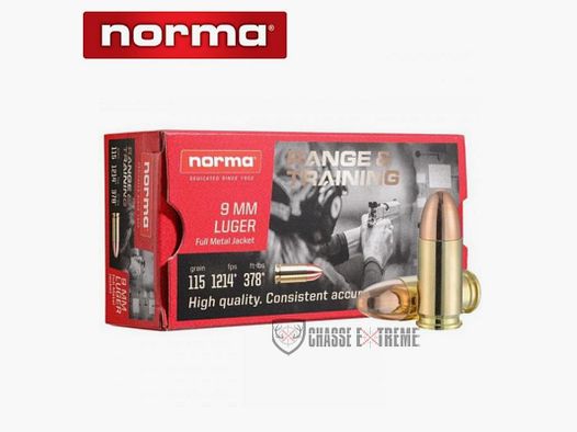 50 Patronen NORMA Range & Training Kal. 9mm Luger 115gr FMJ