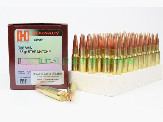 Hornady	 Match BTHP .308 Win. 168gr 10,9g 50 Stück Staffelpreis