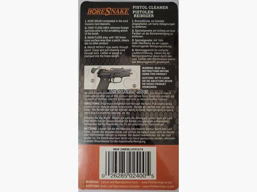 Hoppe s Bore Snake/ Qucik Clean 10mm/ .40 /.41 für Kurzwaffen
