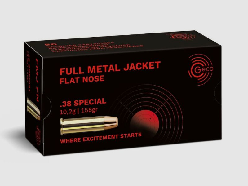 GECO .38 Special Full Metal Jacket Flat Nose 10.2g/158gr - 50 cartridges