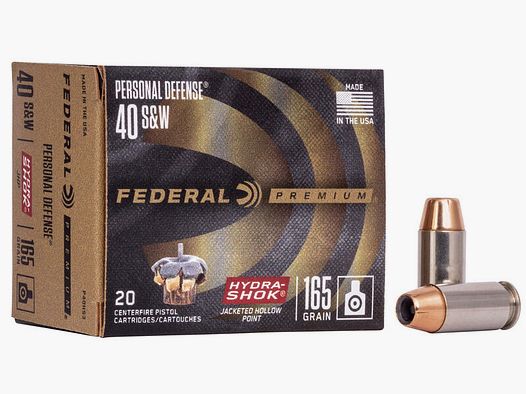 Federal Premium Personal Defense Hydra-Shok .40 S&W 165GR JHP 20 cartuchos