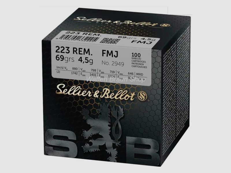 S+B .223 Rem. Full metal jacket 4.5g/69grs. 100 pieces
