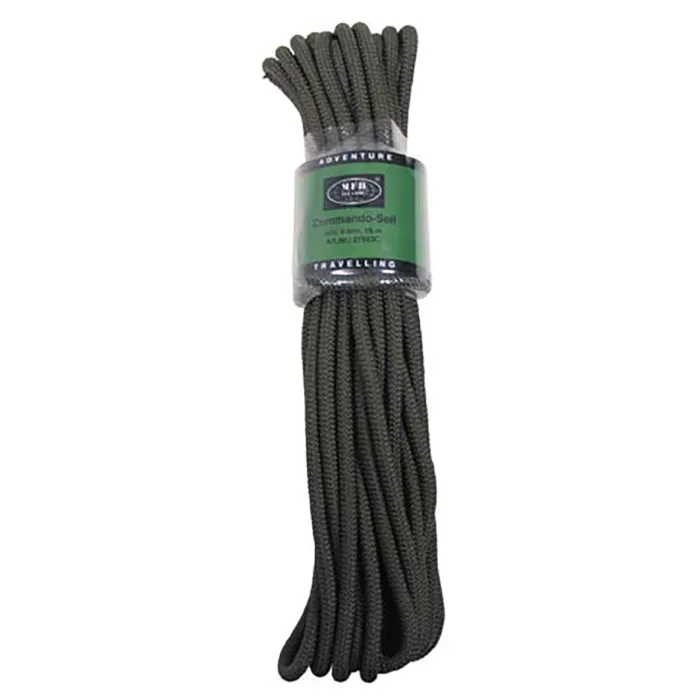Fune, oliva, 9 mm, 15 metri Materiale: Polipropilene 0,60€/m *** Attenzione: Non è una corda da arrampicata! ***
