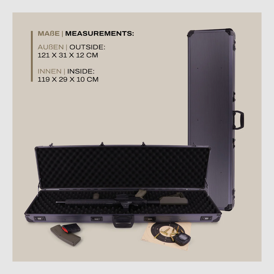 Winter W12 Alu Funda para Rifle 119 cm – Funda de Aluminio para Armas Largas