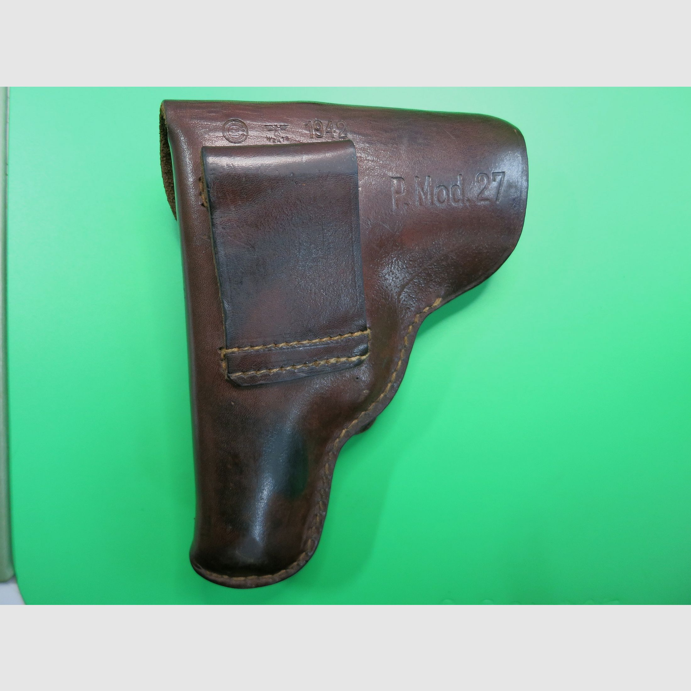Gürtelholster Brünner Pistole Modell 27 / CZ27 / P27 Pistolentasche 1942 - Original WK2 WaA76