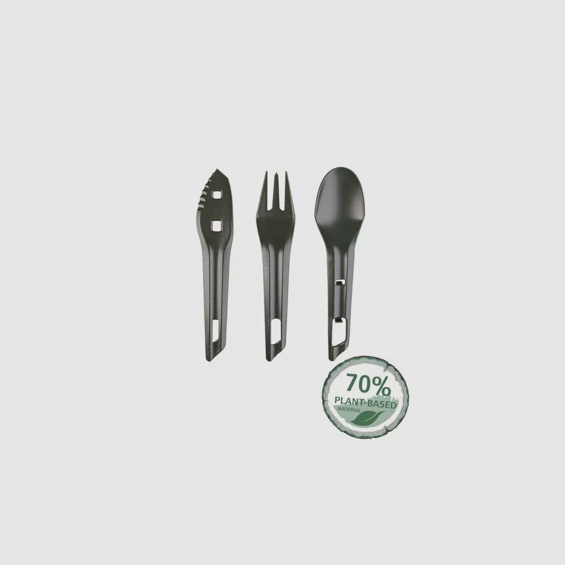 The Ocys™ (Outdoor Cutlery Set) Wildo® Olive 3-piece.