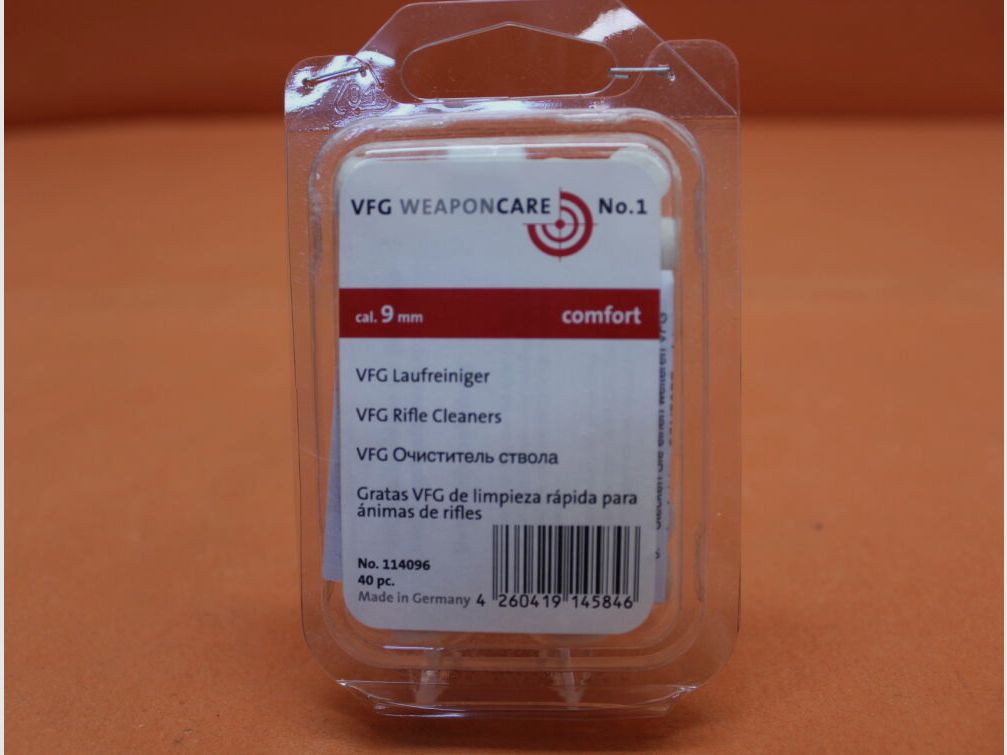 VFG. VFG limpiador de cañón 9,0mm (114096) 40 pcs. fieltro especial absorbente
