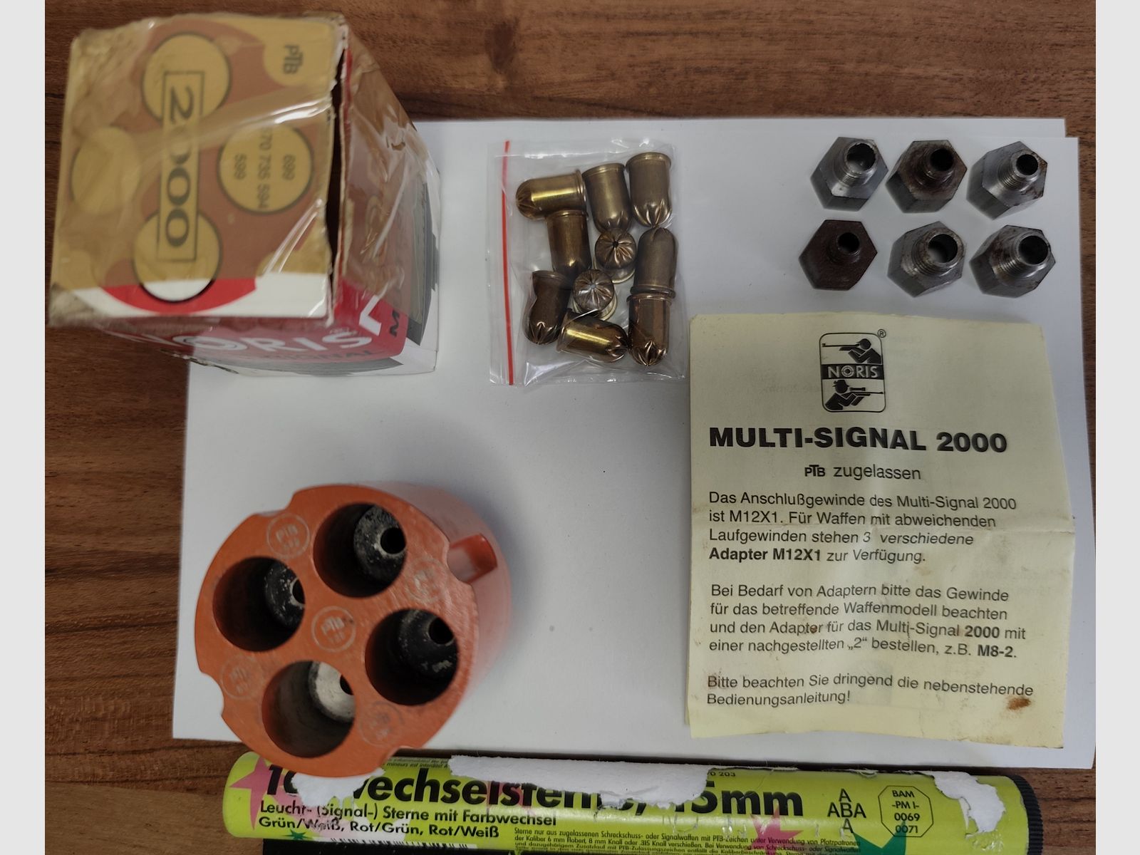 Noris Multi-Signal 2000 4er Abschussbecher mit 6 Adapter Munition & Leuchtkugeln