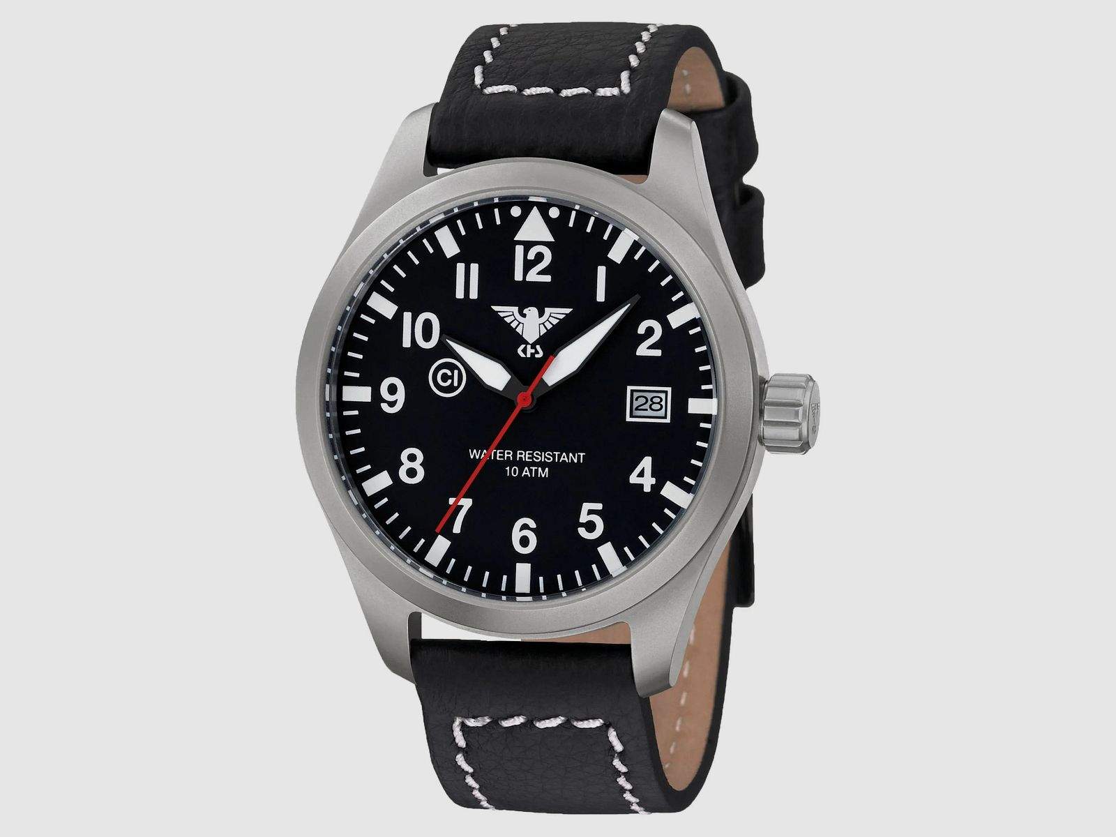 KHS Uhr KHS Airleader Steel mit Büffellederband schwarz