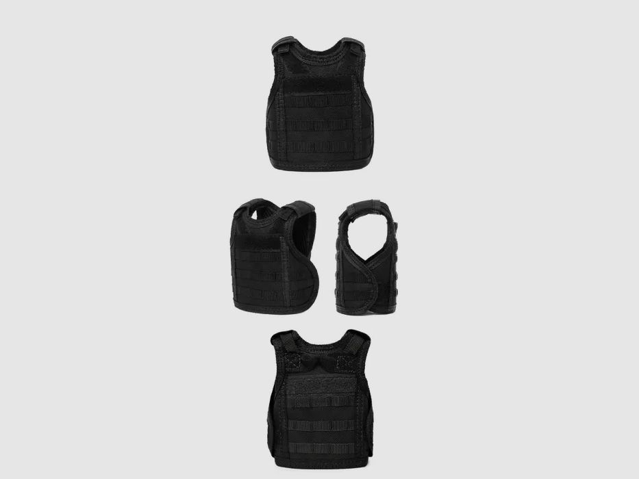 Mini protective vest for beer bottle / wine bottle / thermos bottle - black