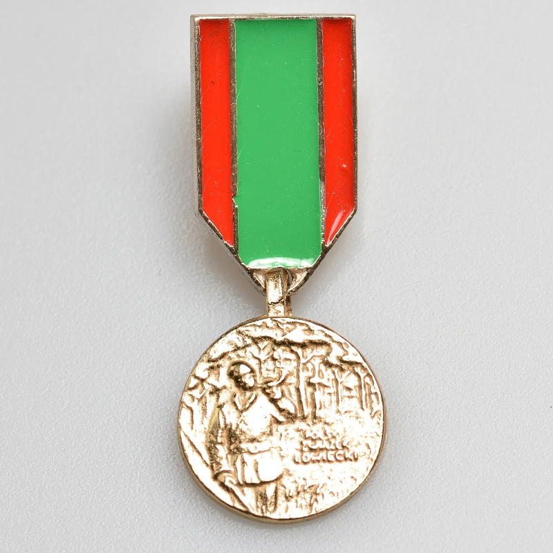 Vergoldete Miniatur – Medaille des Polnischen Jagdverbands PZŁ, I. Klasse, Gold