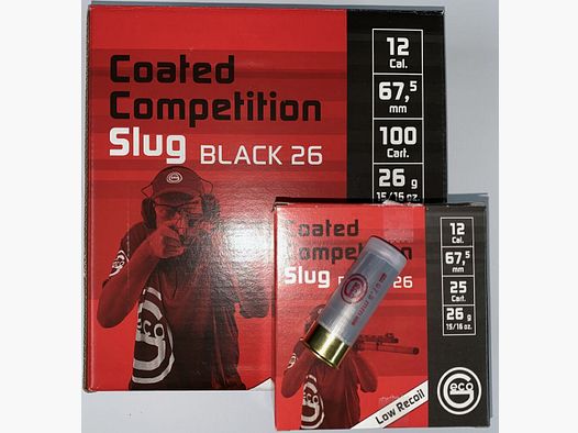 GECO 250 pieces (10x25) 12 / 67.5 Coated Competition Slug Black 26
