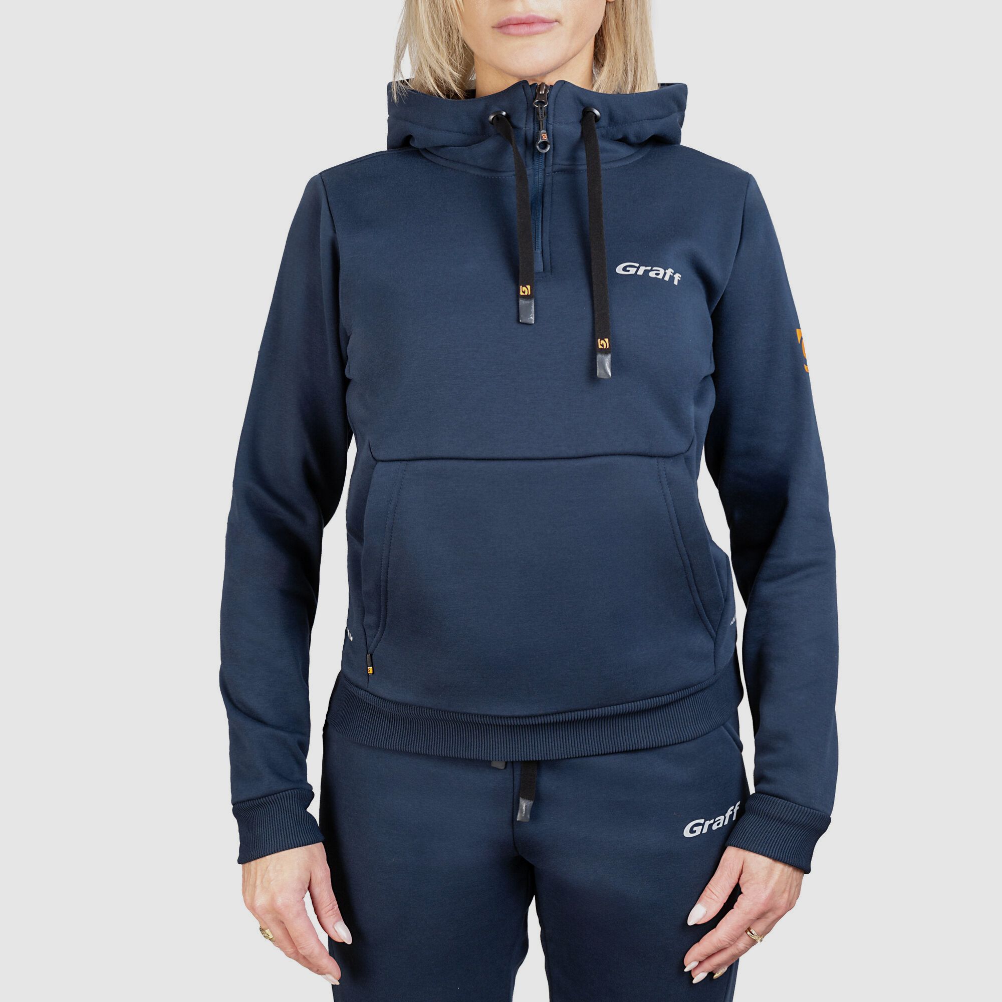 Women's kangaroo hoodie GRAFF 232-BL-D – Navy blue, image 44 of 56