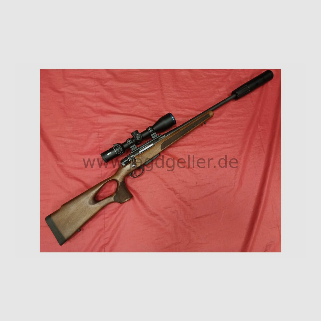 BRENNER BR20308 Win. drewniany uchwyt z otworem z 3-15x50 Meohunter LP .308Win