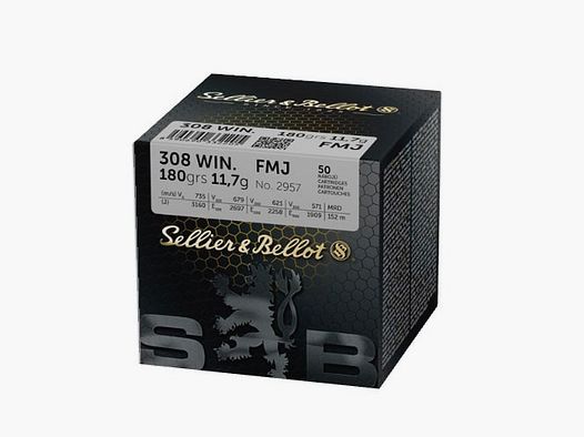 .308 Win. Sellier & Bellot FMJ 180grs.
