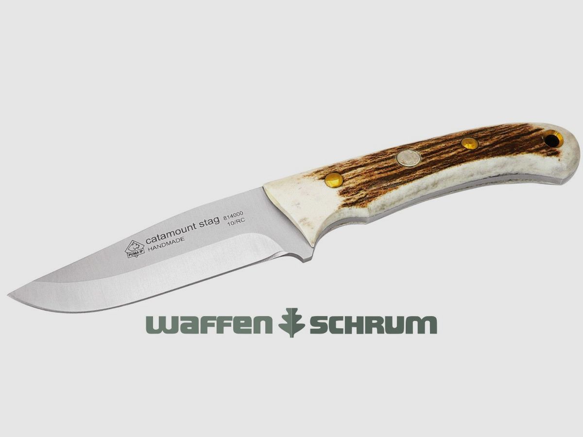 Puma Jagdmesser Catamount Stag  mit Lederscheide - Klingenlänge: 9,9cm