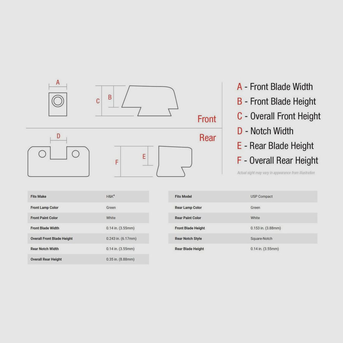 Trijicon N-Visier B&T Grün/Grün H&K USP-C