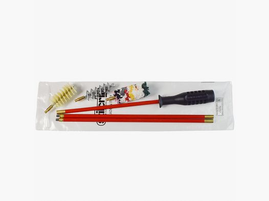 Cleaning kit with PVC-coated steel rod for various calibers