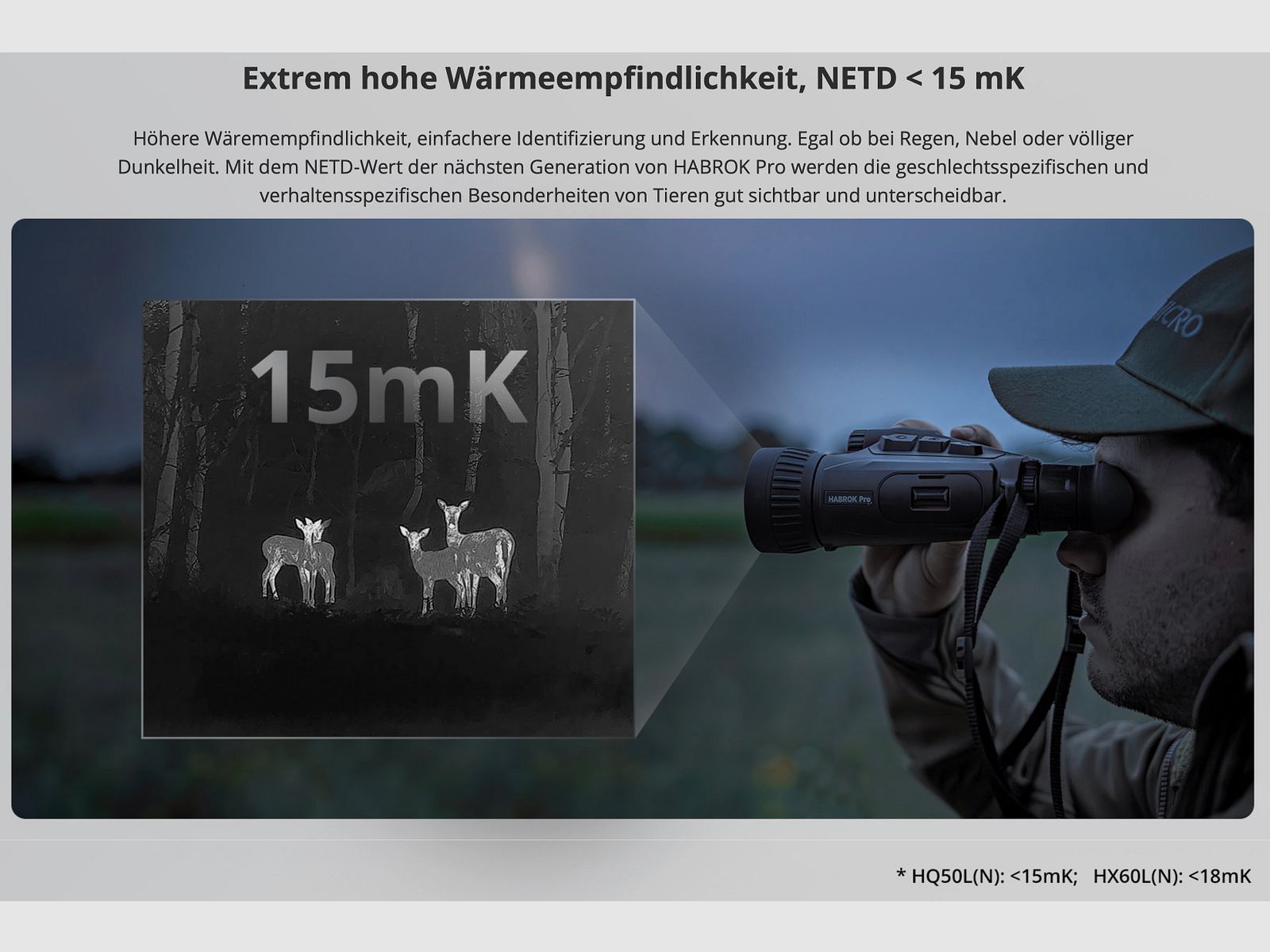 Hikmicro Binocular Habrok Pro HQ50L Wärmebild/Nachtsicht/Digitalkamera 850Nm 3840 × 2160