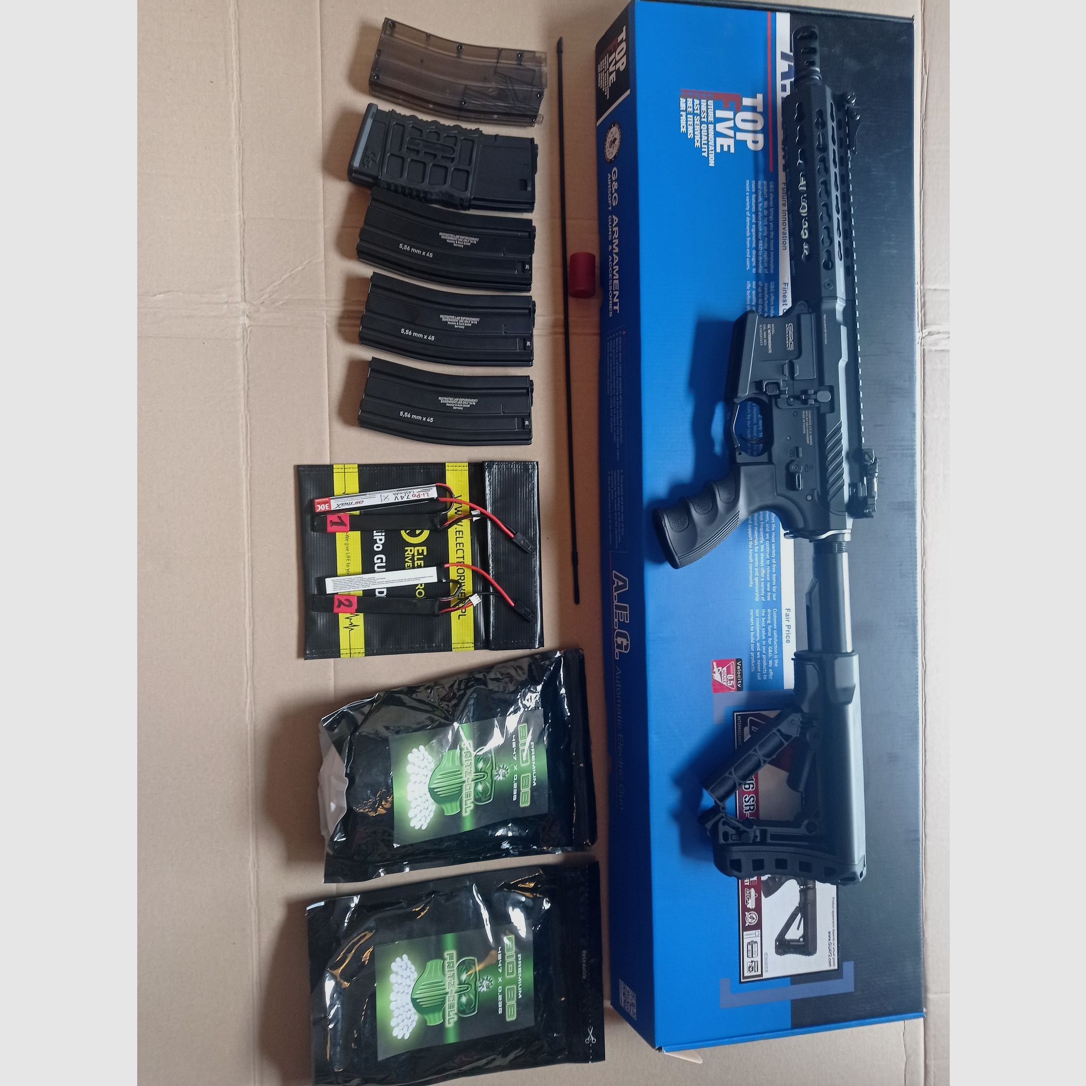 Airsoft Gewehr G&G GC16 SR CQB 0,5J mit Zubehör