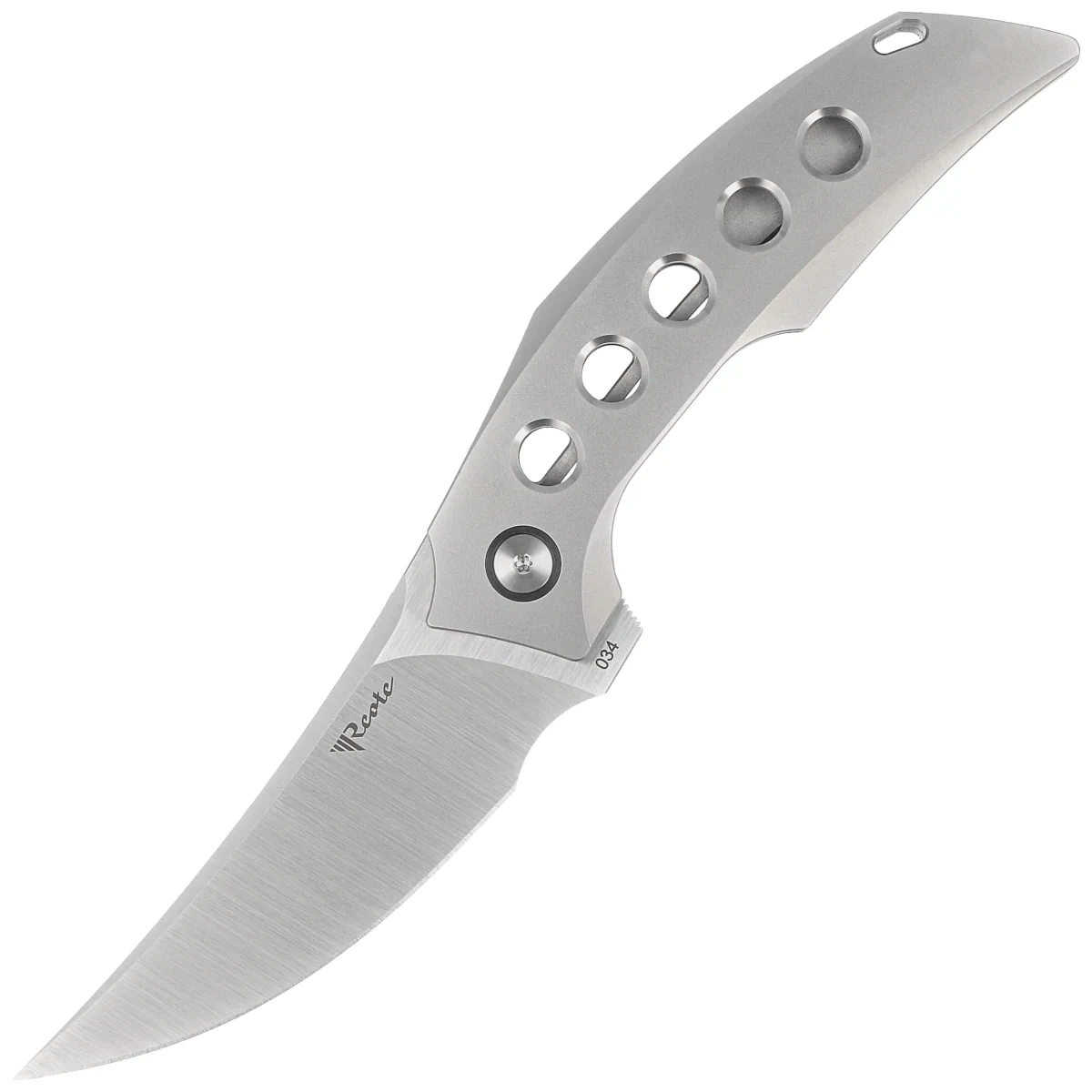 Reate Velocity folding knife, gray titanium, Satin Elmax by Tashi Bharucha