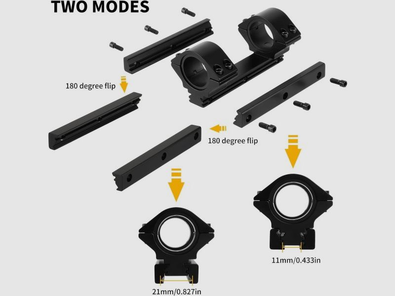 Universal niedrige Montagebasis 25,4 / 30 mm Breite, für 11 / 20 mm Schiene