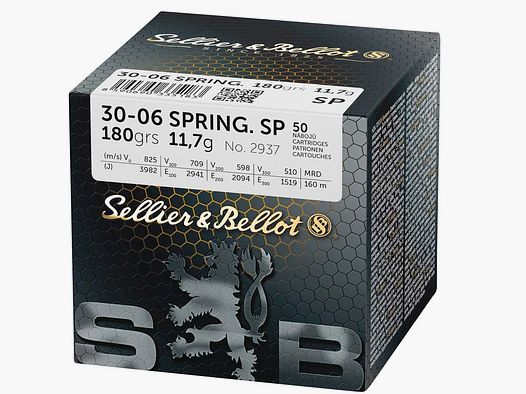 .30-06 Spr. balle à enveloppe S 11,7g/180grs. Sellier & Bellot